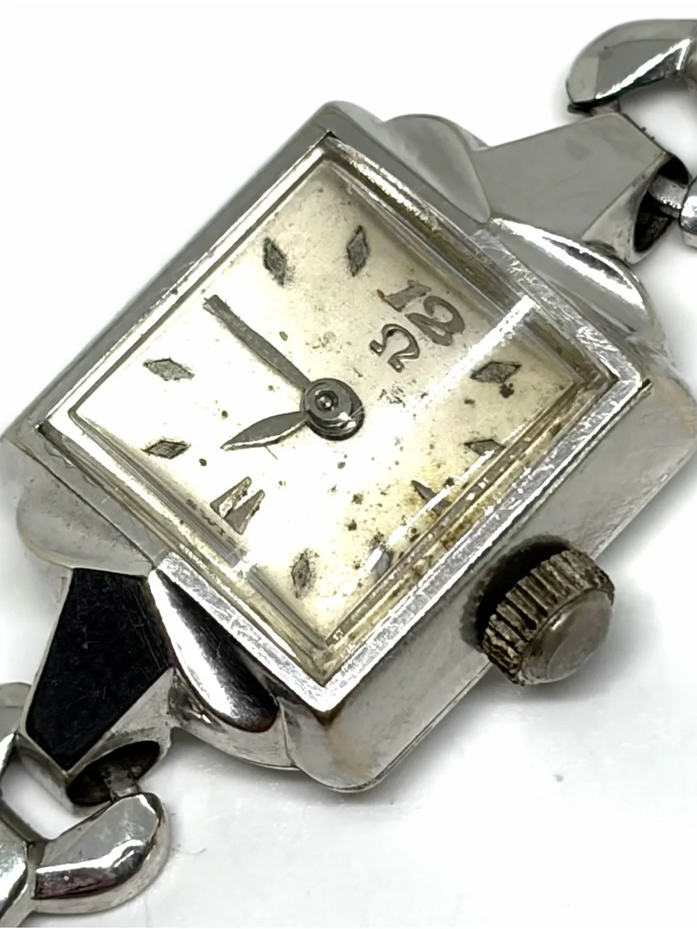 Antique Omega White 10k Gold Filled Mechanical Wind Vintage Wrist Watch WORKING